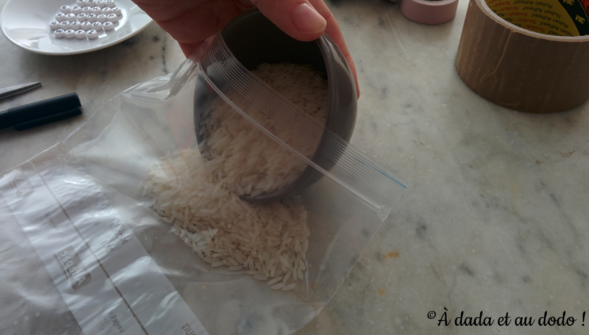 mettre le riz dans le sac congélation